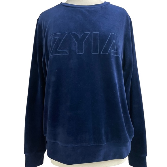 Zyia Active dark blue velour pullover sweatshirt top large - Picture 2 of 9